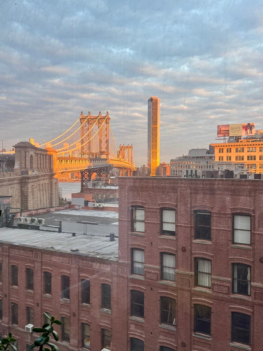 I tetti di Brooklyn e i palazzi illuminati dalla luce della sera