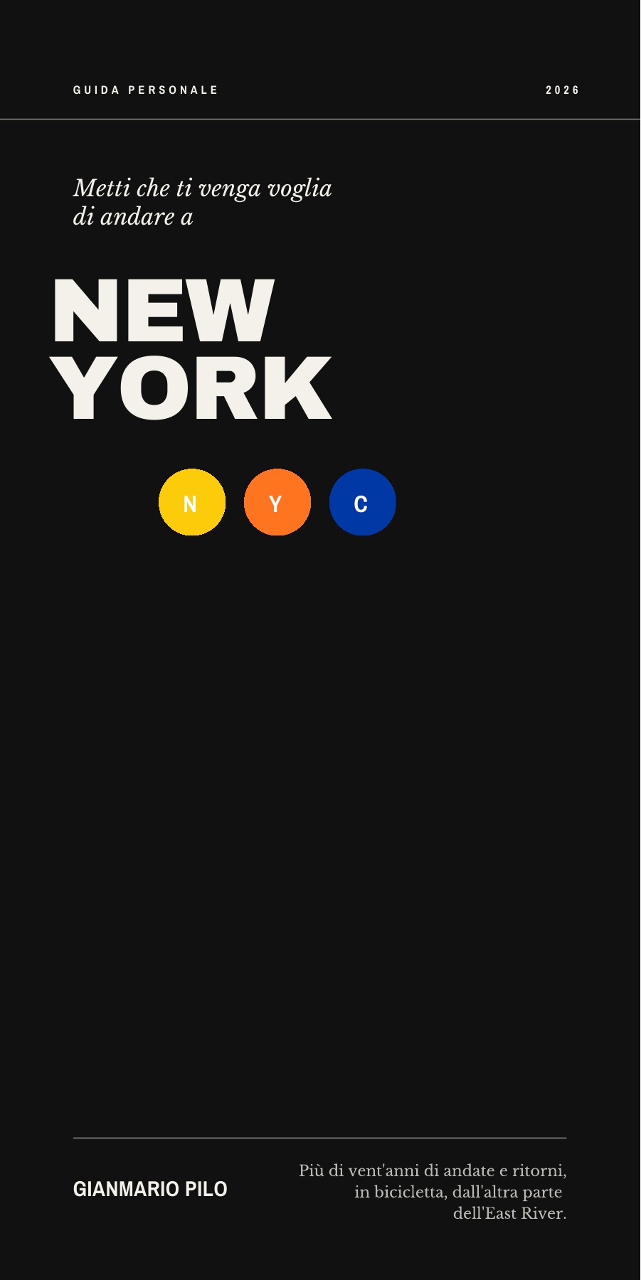 Copertina originale della guida Metti che ti venga voglia di andare a New York, di Gianmario Pilo